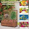 imageGiantex Raised Garden Bed with Trellis 39x14x40 Wood Elevated Planter Box wDrainage Hole for Climbing Vine Flower Herb Vegetable Fruit Planting Container for Indoor Outdoor Patio BalconyCoffee Brown