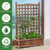 imageGiantex Raised Garden Bed with Trellis 39x14x40 Wood Elevated Planter Box wDrainage Hole for Climbing Vine Flower Herb Vegetable Fruit Planting Container for Indoor Outdoor Patio BalconyBrown