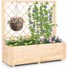 imageGiantex Raised Garden Bed with Trellis 39x14x40 Wood Elevated Planter Box wDrainage Hole for Climbing Vine Flower Herb Vegetable Fruit Planting Container for Indoor Outdoor Patio BalconyNatural