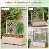imageGiantex Raised Garden Bed with Trellis 39x14x40 Wood Elevated Planter Box wDrainage Hole for Climbing Vine Flower Herb Vegetable Fruit Planting Container for Indoor Outdoor Patio BalconyNatural