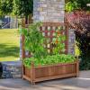 imageGiantex Raised Garden Bed with Trellis 39x14x40 Wood Elevated Planter Box wDrainage Hole for Climbing Vine Flower Herb Vegetable Fruit Planting Container for Indoor Outdoor Patio BalconyBrown