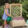 imageGiantex Raised Garden Bed with Trellis 39x14x40 Wood Elevated Planter Box wDrainage Hole for Climbing Vine Flower Herb Vegetable Fruit Planting Container for Indoor Outdoor Patio BalconyNatural