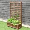 imageGiantex Raised Garden Bed with Trellis 39x14x40 Wood Elevated Planter Box wDrainage Hole for Climbing Vine Flower Herb Vegetable Fruit Planting Container for Indoor Outdoor Patio BalconyBrown