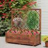 imageGiantex Raised Garden Bed with Trellis 39x14x40 Wood Elevated Planter Box wDrainage Hole for Climbing Vine Flower Herb Vegetable Fruit Planting Container for Indoor Outdoor Patio BalconyCoffee Brown