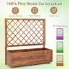 imageGiantex Raised Garden Bed with Trellis 39x14x40 Wood Elevated Planter Box wDrainage Hole for Climbing Vine Flower Herb Vegetable Fruit Planting Container for Indoor Outdoor Patio BalconyCoffee Brown