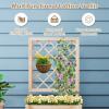 imageGiantex Raised Garden Bed with Trellis 39x14x40 Wood Elevated Planter Box wDrainage Hole for Climbing Vine Flower Herb Vegetable Fruit Planting Container for Indoor Outdoor Patio BalconyNatural