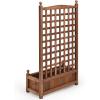 imageGiantex Raised Garden Bed with Trellis 39x14x40 Wood Elevated Planter Box wDrainage Hole for Climbing Vine Flower Herb Vegetable Fruit Planting Container for Indoor Outdoor Patio BalconyBrown