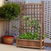 imageGiantex Raised Garden Bed with Trellis 39x14x40 Wood Elevated Planter Box wDrainage Hole for Climbing Vine Flower Herb Vegetable Fruit Planting Container for Indoor Outdoor Patio BalconyBrown