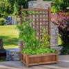 imageGiantex Raised Garden Bed with Trellis 39x14x40 Wood Elevated Planter Box wDrainage Hole for Climbing Vine Flower Herb Vegetable Fruit Planting Container for Indoor Outdoor Patio BalconyBrown