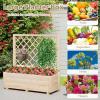 imageGiantex Raised Garden Bed with Trellis 39x14x40 Wood Elevated Planter Box wDrainage Hole for Climbing Vine Flower Herb Vegetable Fruit Planting Container for Indoor Outdoor Patio BalconyNatural