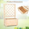 imageGiantex Raised Garden Bed with Trellis 39x14x40 Wood Elevated Planter Box wDrainage Hole for Climbing Vine Flower Herb Vegetable Fruit Planting Container for Indoor Outdoor Patio BalconyNatural