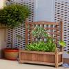 imageGiantex Raised Garden Bed with Trellis 39x14x40 Wood Elevated Planter Box wDrainage Hole for Climbing Vine Flower Herb Vegetable Fruit Planting Container for Indoor Outdoor Patio BalconyBrown