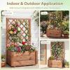 imageGiantex Raised Garden Bed with Trellis 39x14x40 Wood Elevated Planter Box wDrainage Hole for Climbing Vine Flower Herb Vegetable Fruit Planting Container for Indoor Outdoor Patio BalconyCoffee Brown