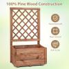 imageGiantex Raised Garden Bed with Trellis 39x14x40 Wood Elevated Planter Box wDrainage Hole for Climbing Vine Flower Herb Vegetable Fruit Planting Container for Indoor Outdoor Patio BalconyCoffee Brown