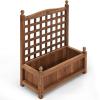 imageGiantex Raised Garden Bed with Trellis 39x14x40 Wood Elevated Planter Box wDrainage Hole for Climbing Vine Flower Herb Vegetable Fruit Planting Container for Indoor Outdoor Patio BalconyBrown