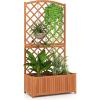 imageGiantex Raised Garden Bed with Trellis 72 Wooden Planter Box Outdoor wPrivacy Screen Roof Large Vertical Garden Planter wDrainage Holes for Climbing Plants Patio Balcony BackyardOrange
