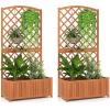 imageGiantex Raised Garden Bed with Trellis 72 Wooden Planter Box Outdoor wPrivacy Screen Roof Large Vertical Garden Planter wDrainage Holes for Climbing Plants Patio Balcony BackyardOrange