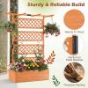 imageGiantex Raised Garden Bed with Trellis 72 Wooden Planter Box Outdoor wPrivacy Screen Roof Large Vertical Garden Planter wDrainage Holes for Climbing Plants Patio Balcony BackyardOrange