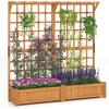 imageGiantex Raised Garden Bed with Trellis 72 Wooden Planter Box Outdoor wPrivacy Screen Roof Large Vertical Garden Planter wDrainage Holes for Climbing Plants Patio Balcony BackyardOrange