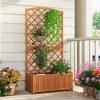 imageGiantex Raised Garden Bed with Trellis 72 Wooden Planter Box Outdoor wPrivacy Screen Roof Large Vertical Garden Planter wDrainage Holes for Climbing Plants Patio Balcony BackyardOrange