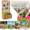 imageGiantex Raised Garden Bed with Trellis 72 Wooden Planter Box Outdoor wPrivacy Screen Roof Large Vertical Garden Planter wDrainage Holes for Climbing Plants Patio Balcony BackyardNatural