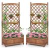 imageGiantex Raised Garden Bed with Trellis 72 Wooden Planter Box Outdoor wPrivacy Screen Roof Large Vertical Garden Planter wDrainage Holes for Climbing Plants Patio Balcony BackyardBrown