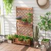 imageGiantex Raised Garden Bed with Trellis 72 Wooden Planter Box Outdoor wPrivacy Screen Roof Large Vertical Garden Planter wDrainage Holes for Climbing Plants Patio Balcony BackyardBrown