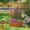 imageGiantex Raised Garden Bed with Trellis 72 Wooden Planter Box Outdoor wPrivacy Screen Roof Large Vertical Garden Planter wDrainage Holes for Climbing Plants Patio Balcony BackyardOrange