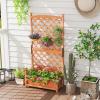 imageGiantex Raised Garden Bed with Trellis 72 Wooden Planter Box Outdoor wPrivacy Screen Roof Large Vertical Garden Planter wDrainage Holes for Climbing Plants Patio Balcony BackyardOrange