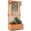 imageGiantex Raised Garden Bed with Trellis 72 Wooden Planter Box Outdoor wPrivacy Screen Roof Large Vertical Garden Planter wDrainage Holes for Climbing Plants Patio Balcony BackyardOrange