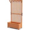 imageGiantex Raised Garden Bed with Trellis 72 Wooden Planter Box Outdoor wPrivacy Screen Roof Large Vertical Garden Planter wDrainage Holes for Climbing Plants Patio Balcony BackyardOrange