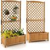 imageGiantex Raised Garden Bed with Trellis 72 Wooden Planter Box Outdoor wPrivacy Screen Roof Large Vertical Garden Planter wDrainage Holes for Climbing Plants Patio Balcony BackyardNatural