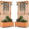 imageGiantex Raised Garden Bed with Trellis 72 Wooden Planter Box Outdoor wPrivacy Screen Roof Large Vertical Garden Planter wDrainage Holes for Climbing Plants Patio Balcony BackyardOrange