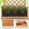 imageGiantex Raised Garden Bed with Trellis 72 Wooden Planter Box Outdoor wPrivacy Screen Roof Large Vertical Garden Planter wDrainage Holes for Climbing Plants Patio Balcony BackyardOrange