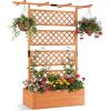 imageGiantex Raised Garden Bed with Trellis 72 Wooden Planter Box Outdoor wPrivacy Screen Roof Large Vertical Garden Planter wDrainage Holes for Climbing Plants Patio Balcony BackyardOrange