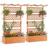 imageGiantex Raised Garden Bed with Trellis 72 Wooden Planter Box Outdoor wPrivacy Screen Roof Large Vertical Garden Planter wDrainage Holes for Climbing Plants Patio Balcony BackyardOrange