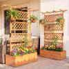 imageGiantex Raised Garden Bed with Trellis 72 Wooden Planter Box Outdoor wPrivacy Screen Roof Large Vertical Garden Planter wDrainage Holes for Climbing Plants Patio Balcony BackyardOrange