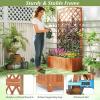 imageGiantex Raised Garden Bed with Trellis 72 Wooden Planter Box Outdoor wPrivacy Screen Roof Large Vertical Garden Planter wDrainage Holes for Climbing Plants Patio Balcony BackyardOrange