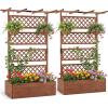 imageGiantex Raised Garden Bed with Trellis 72 Wooden Planter Box Outdoor wPrivacy Screen Roof Large Vertical Garden Planter wDrainage Holes for Climbing Plants Patio Balcony BackyardBrown