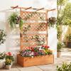 imageGiantex Raised Garden Bed with Trellis 72 Wooden Planter Box Outdoor wPrivacy Screen Roof Large Vertical Garden Planter wDrainage Holes for Climbing Plants Patio Balcony BackyardOrange
