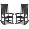 imageGiantex Rocking Chair Acacia Wood Frame Outdooramp Indoor for Garden Lawn Balcony Backyard and Patio Porch Rocker 1 BlackBlack