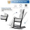 imageGiantex Rocking Chair Acacia Wood Frame Outdooramp Indoor for Garden Lawn Balcony Backyard and Patio Porch Rocker 1 BlackBlack