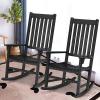 imageGiantex Rocking Chair Acacia Wood Frame Outdooramp Indoor for Garden Lawn Balcony Backyard and Patio Porch Rocker 1 BlackBlack