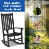 imageGiantex Rocking Chair Acacia Wood Frame Outdooramp Indoor for Garden Lawn Balcony Backyard and Patio Porch Rocker 1 BlackBlack