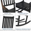 imageGiantex Rocking Chair Acacia Wood Frame Outdooramp Indoor for Garden Lawn Balcony Backyard and Patio Porch Rocker 1 BlackBlack