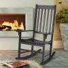 imageGiantex Rocking Chair Acacia Wood Frame Outdooramp Indoor for Garden Lawn Balcony Backyard and Patio Porch Rocker 1 BlackBlack