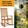 imageGiantex Rocking Chair Acacia Wood Frame Outdooramp Indoor for Garden Lawn Balcony Backyard and Patio Porch Rocker 1 BlackNatural