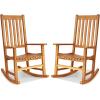 imageGiantex Rocking Chair Acacia Wood Frame Outdooramp Indoor for Garden Lawn Balcony Backyard and Patio Porch Rocker 1 BlackNatural