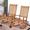imageGiantex Rocking Chair Acacia Wood Frame Outdooramp Indoor for Garden Lawn Balcony Backyard and Patio Porch Rocker 1 BlackNatural