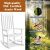 imageGiantex Rocking Chair Acacia Wood Frame Outdooramp Indoor for Garden Lawn Balcony Backyard and Patio Porch Rocker 1 BlackWhite